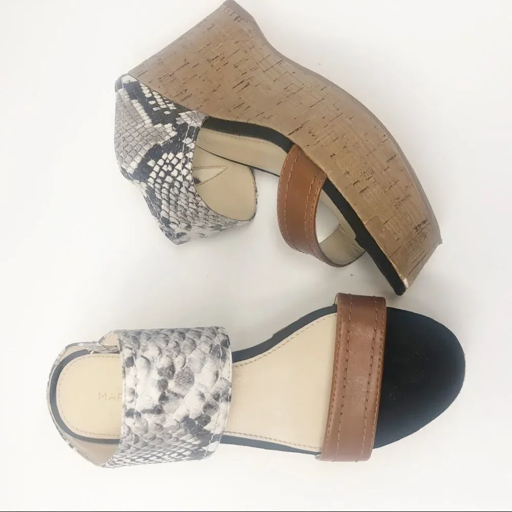 MARC FISHER | Shelbee Snake Print Wedges Cork Sz 6